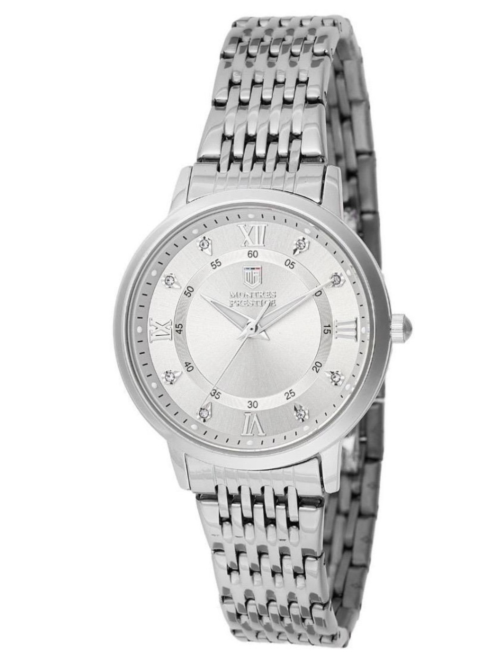 Classic Silver Women's Bracelet Watch with Crystal Accents